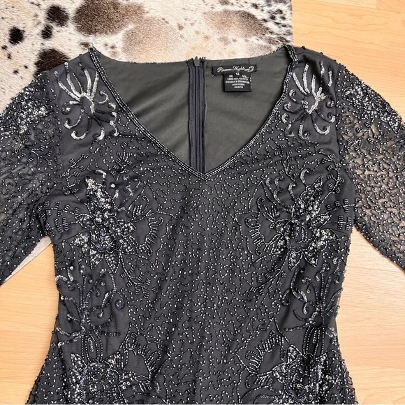 PISARRO NIGHTS Beaded V-Neck‎ Cocktail Dress Size 12 NWOT - Picture 5 of 12